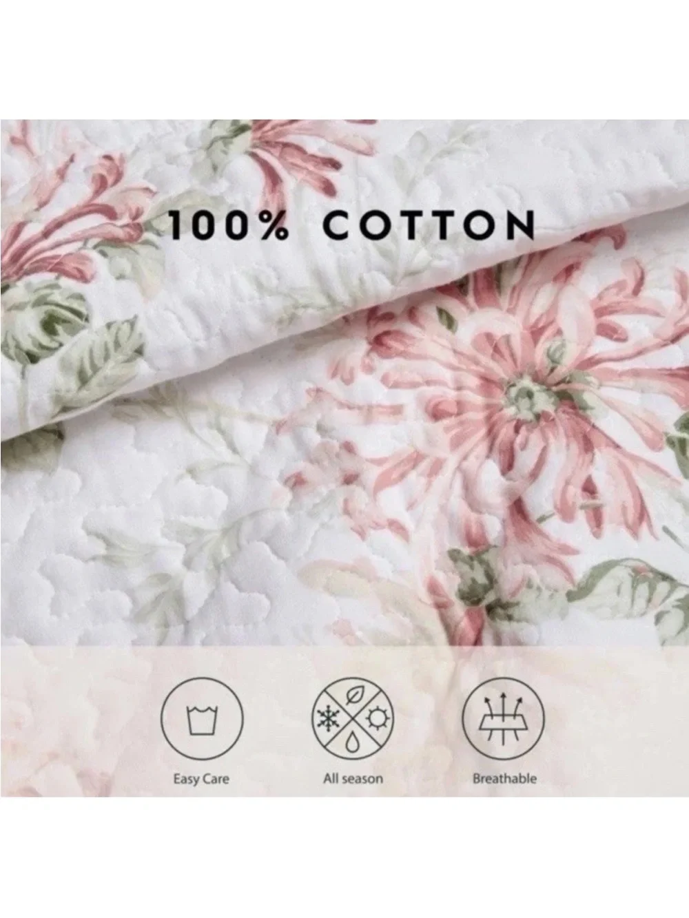 Laura Ashley FULL/QUEEN Honeysuckle Pink Floral Reversible Quilt Set Floral 3PC